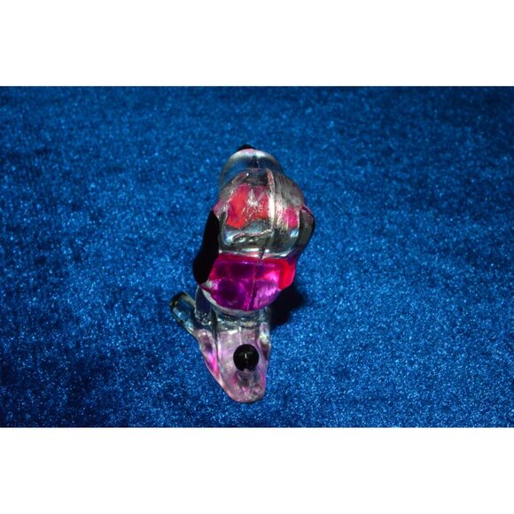 Vintage Plastic Dog Figure Miniature Lucite Clear Black  Acrylic Trinket Hong Ko - Picture 3 of 9